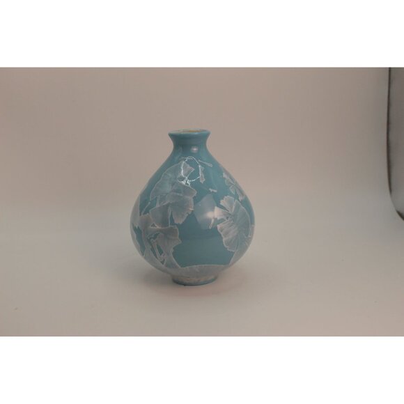 Vintage Crystalline Glaze Bud Vase – Light Blue - Picture 1 of 6